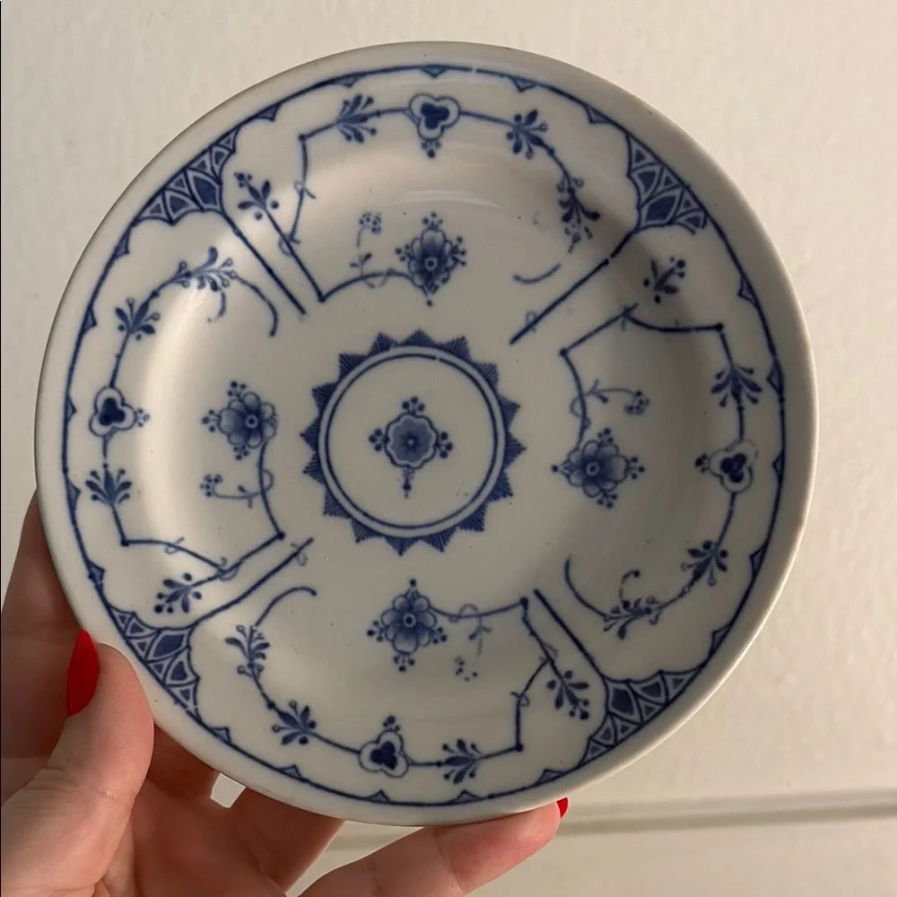 Antique SET OF 2- Royal Copenhagen Viking Blue and White Porcelain small plates